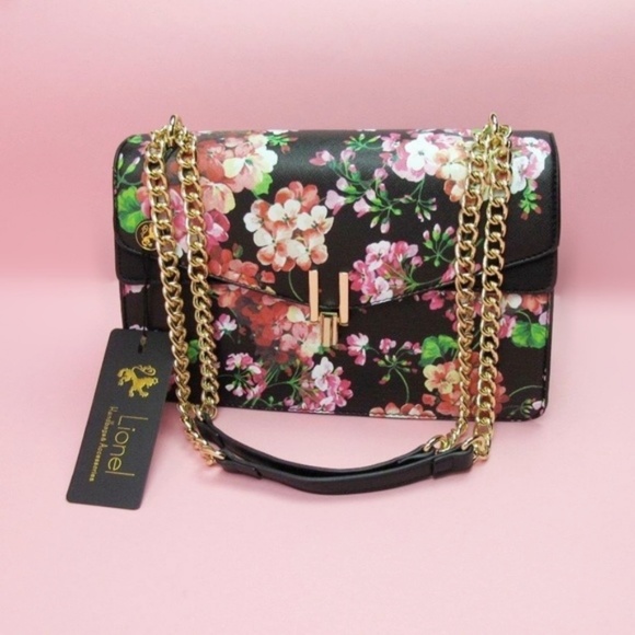 Lionel Handbags & Accessories Handbags - Lionel Floral Print Faux Leather Bag Gold Hardware